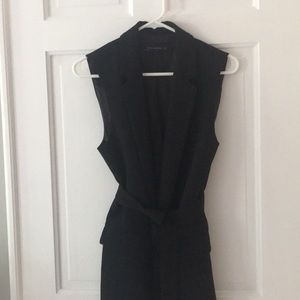 Zara Black sleeveless blazer with belt